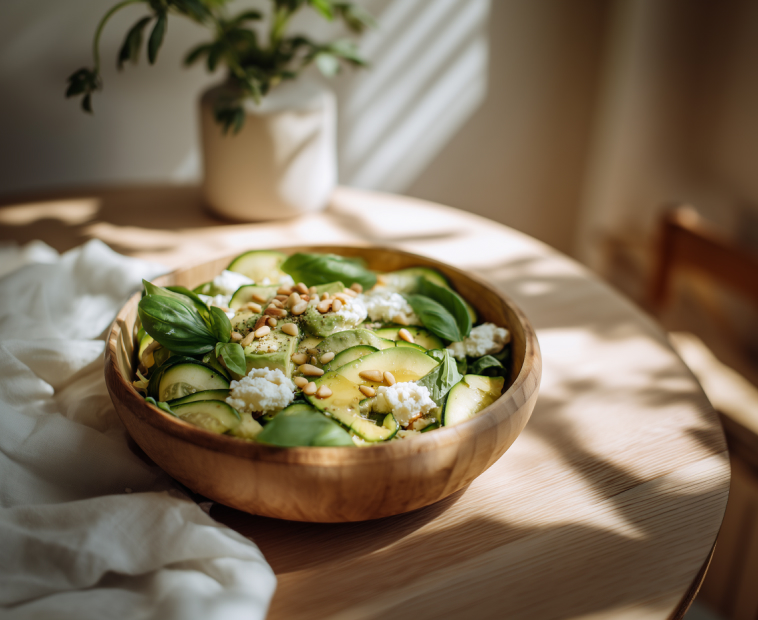 Средиземноморский салат из цуккини и авокадо