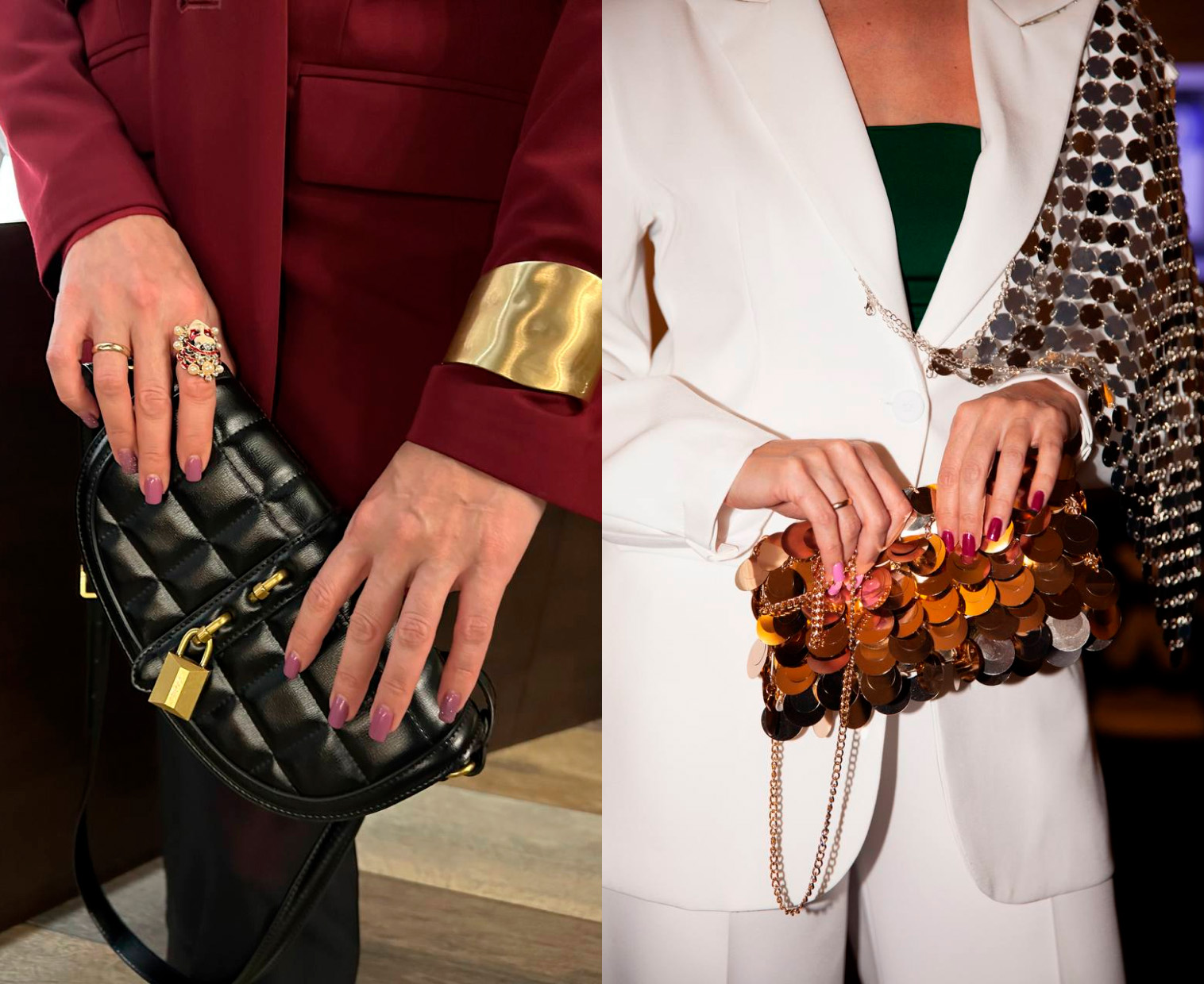 Крупные, массивные браслеты и другие акцентные украшения стоит забрать из праздника в будни!