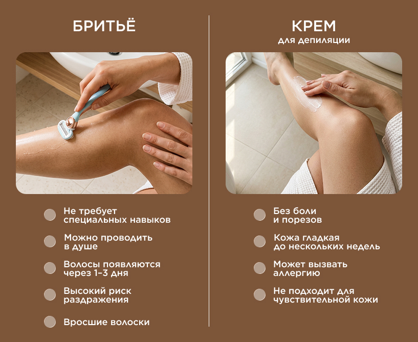 Бритьё vs крем для депиляции