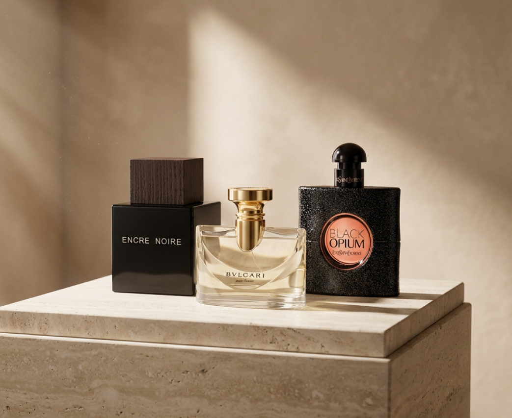 Black Opium YSL, Encre Noire Lalique, Bvlgari Femme