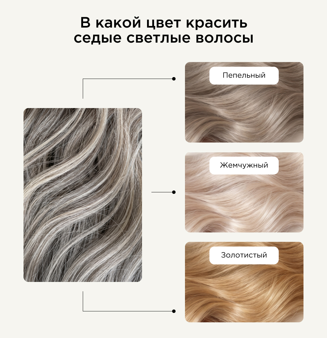 В какой цвет красить седые светлые волосы