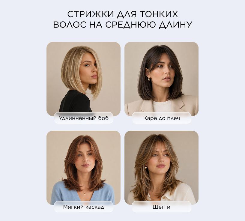 Стрижки для тонких волос на среднюю длину