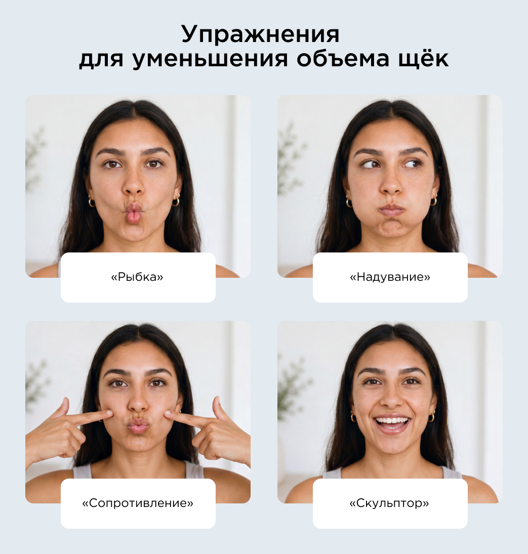 Упражнения для уменьшения объема щек