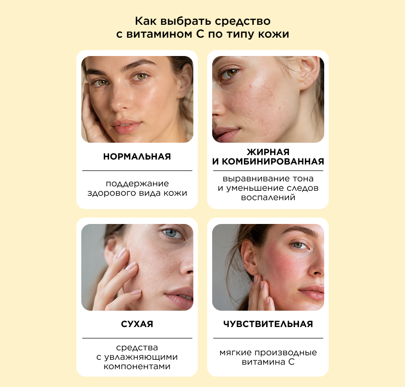 Как выбрать средство с витамином С по типу кожи