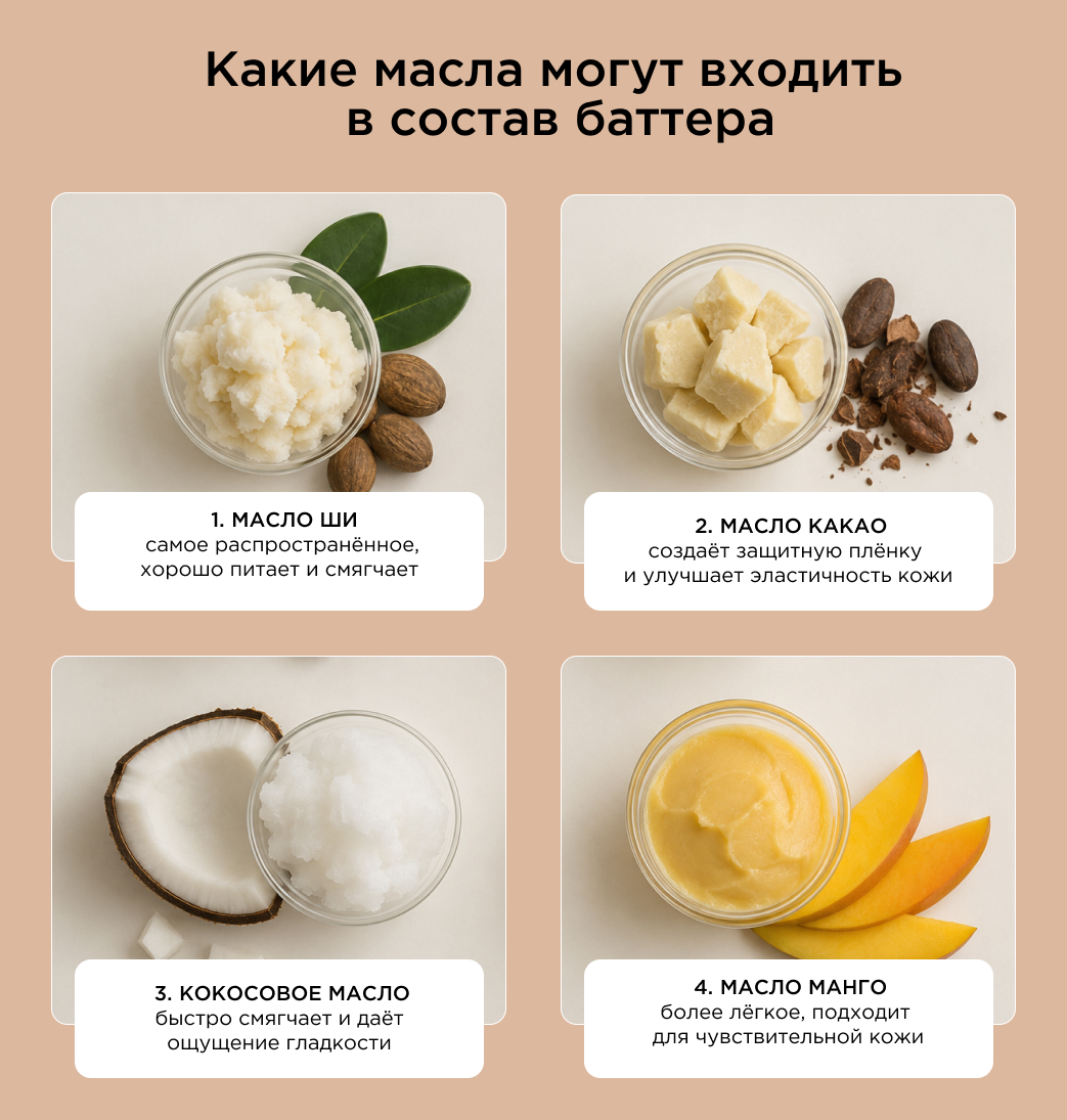 Какие масла могут входить в состав баттера