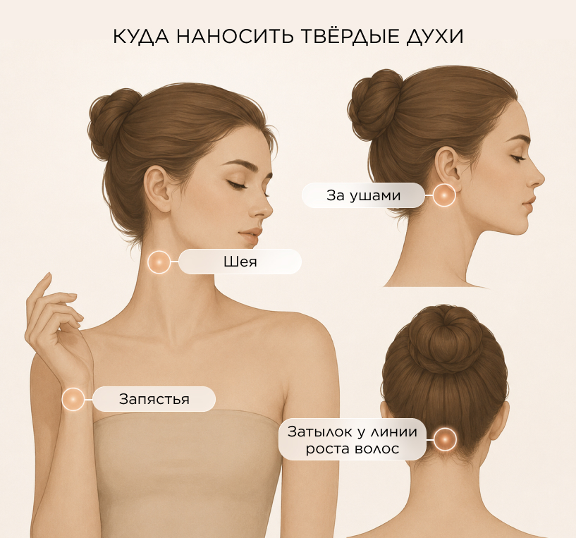 Куда наносить твёрдые духи
