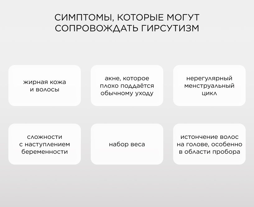Симптомы, которые могут сопровождать гирсутизм
