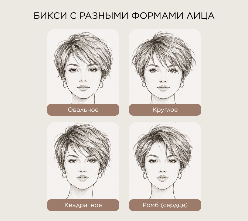 Бикси с разными формами лица