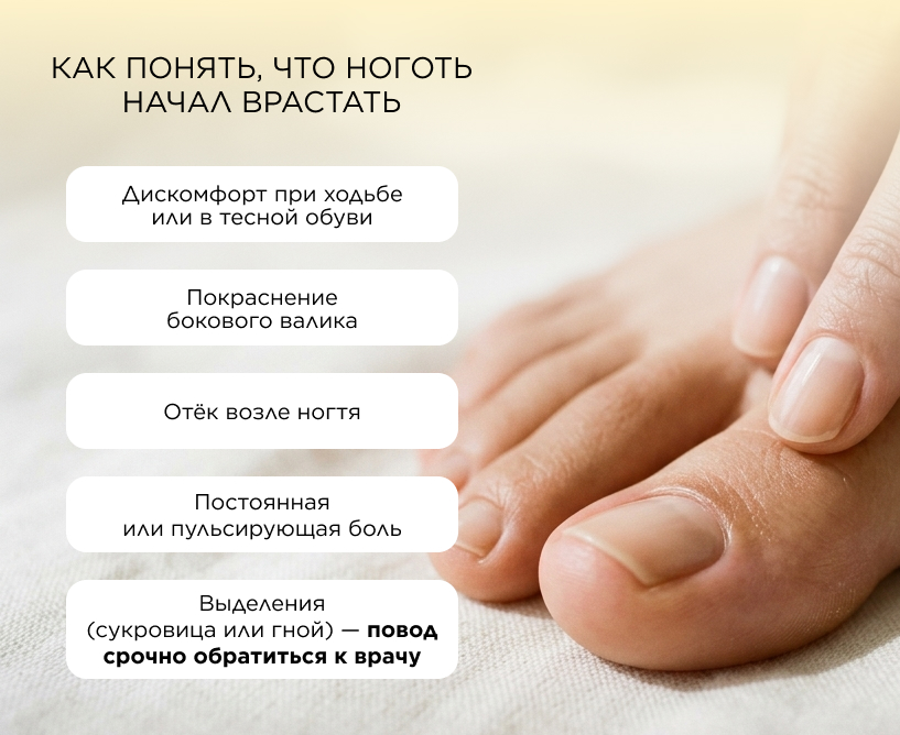 как понять, что ноготь начал врастать