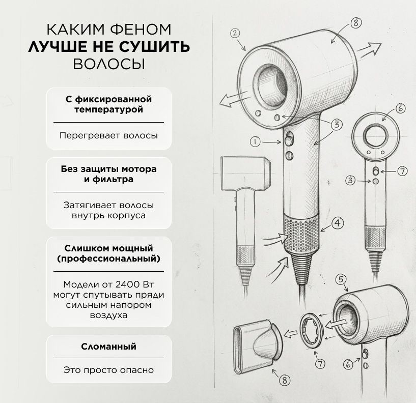 Каким феном лучше не сушить волосы
