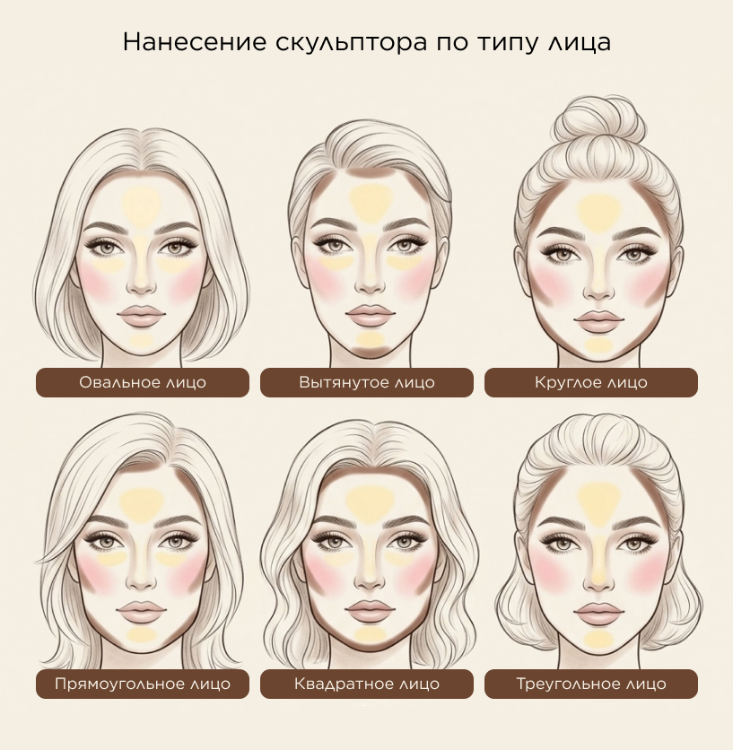 Схема нанесения скульптора по типу лица