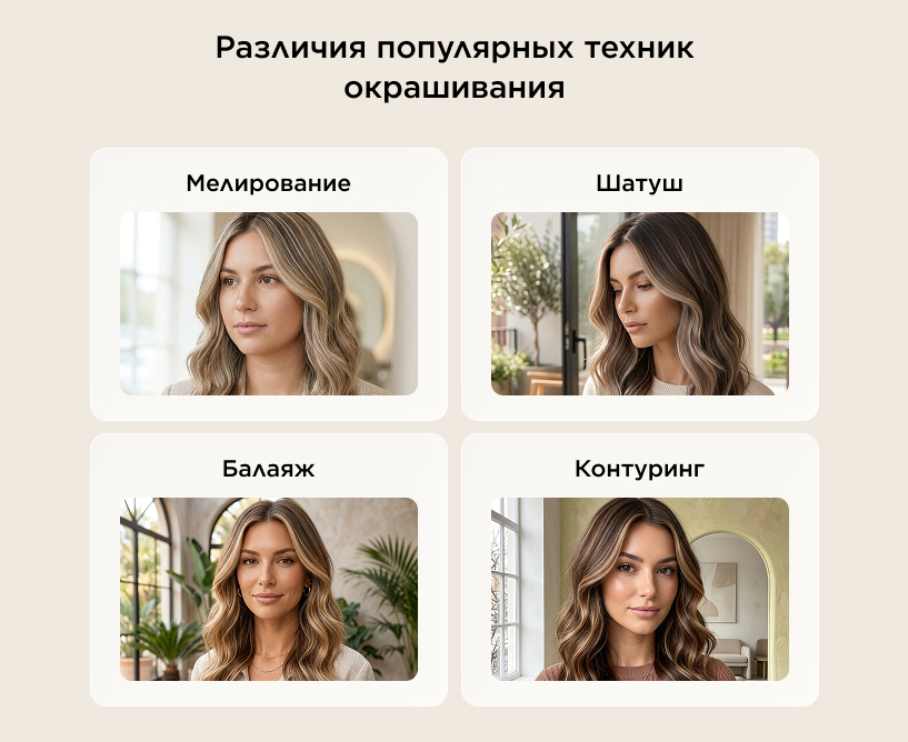 Различия популярных техник окрашивания