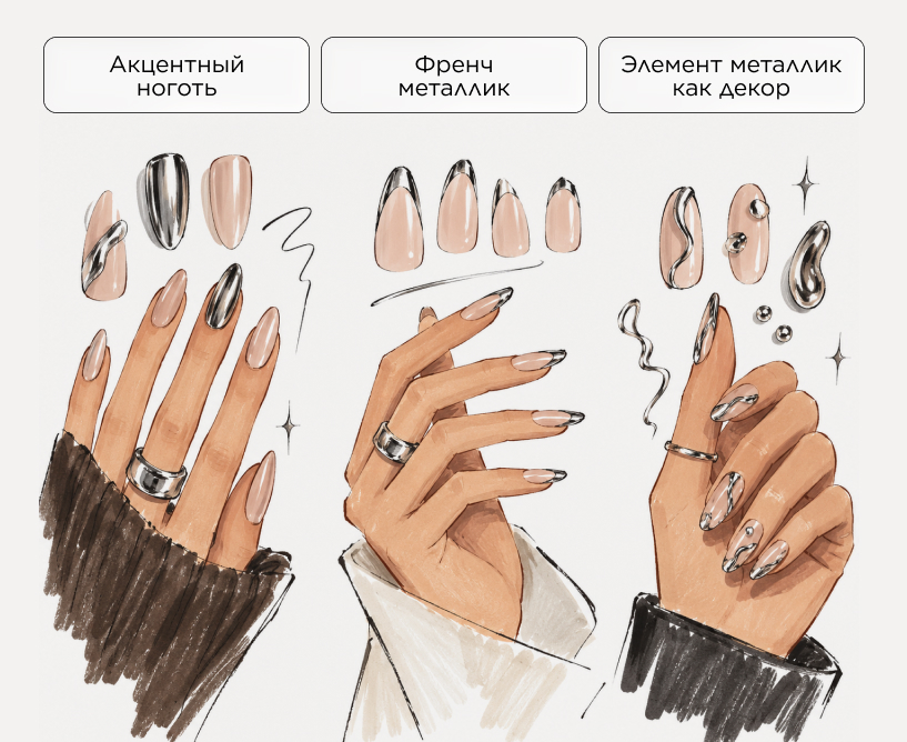 Дизайн для металлического маникюра