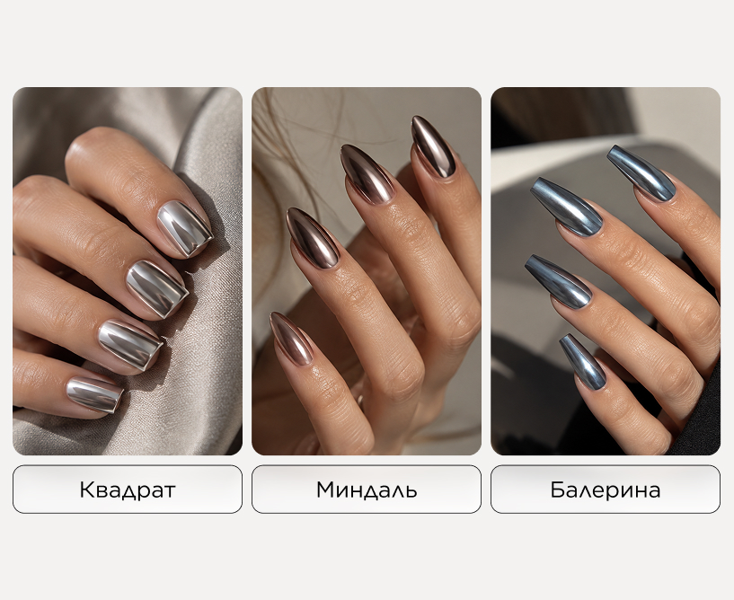 На какой форме ногтей металлик смотрится лучше