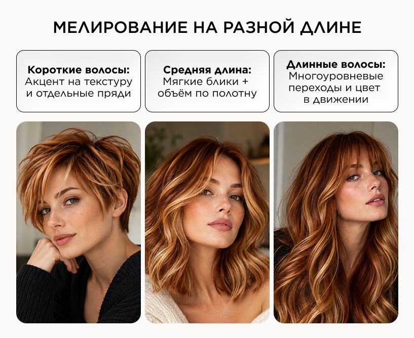 Как выглядит мелирование на коротких, средних и длинных волосах