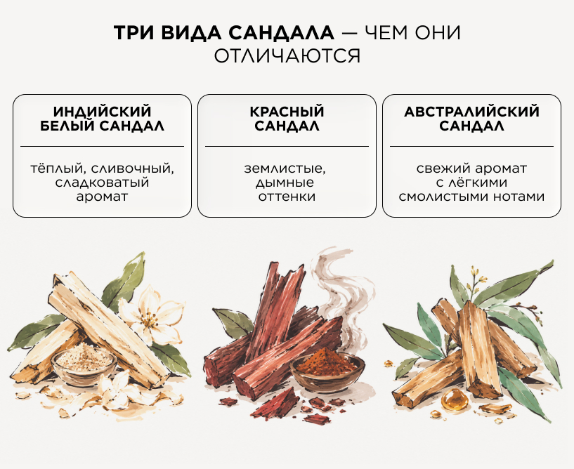 Три вида сандала — чем они отличаются